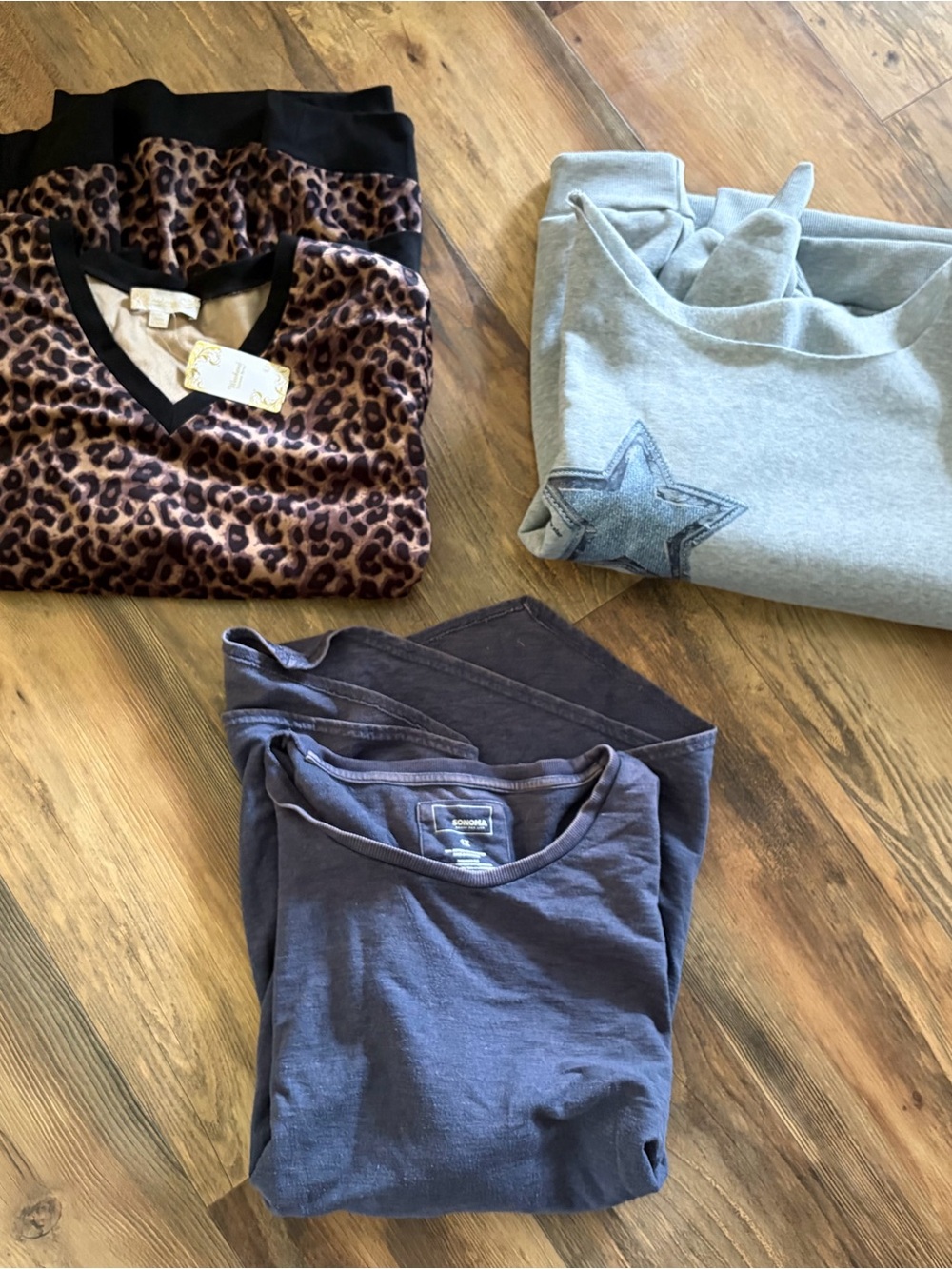 Sonoma Leopard Print and Navy Casual Tops Trio